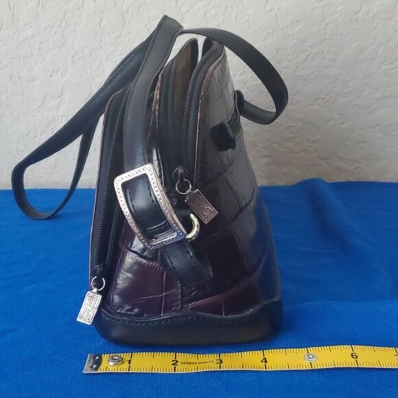 VTG Brighton Burgundy leather crocodile embossed shoulder bag - Picture 6 of 11